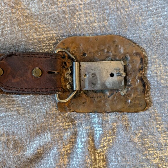 Sterling silver, copper, brass "Lola of the Night" Buckle & Leather Belt - Picture 7 of 14